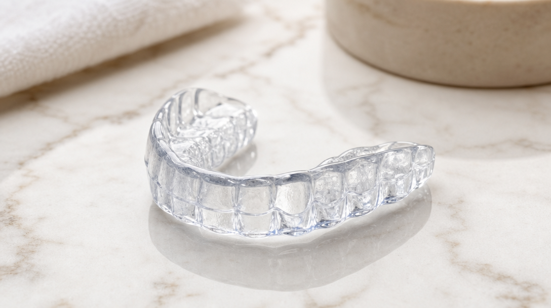 custom dental night guard on marble — NewSmile AU affordable bruxism protection from AU$129