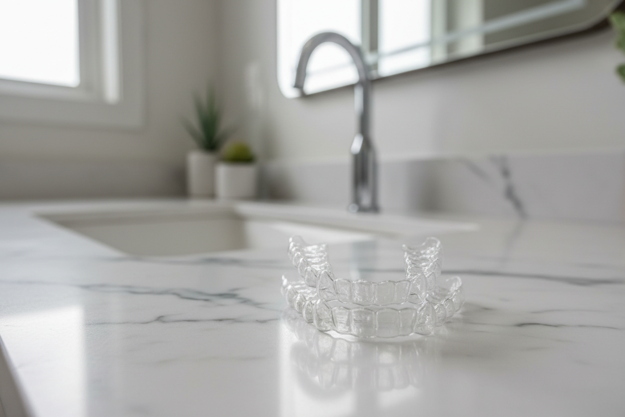 Replacement retainers on bathroom counter
